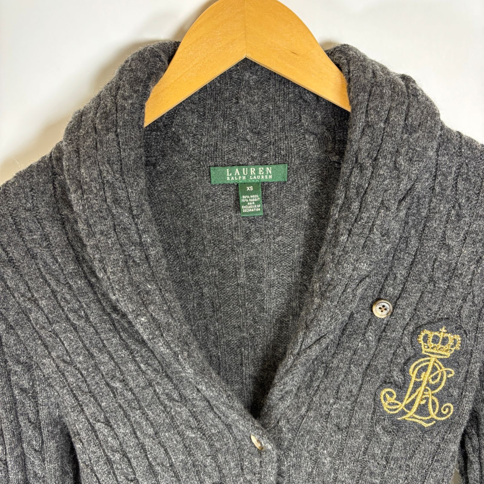 RALPH LAUREN ラルフローレン ケーブルニットカーディガン グレー XS 