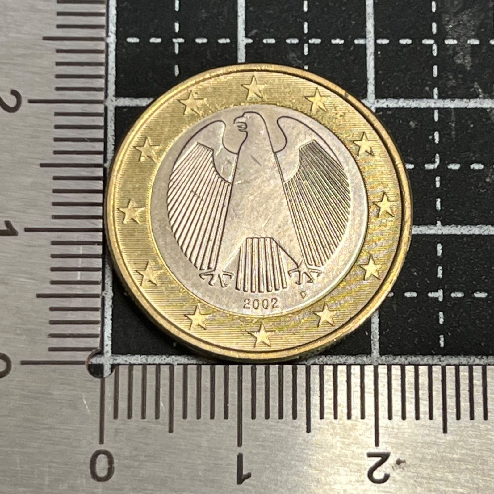 2002年発行　J文字刻印！ 1ユーロドイツ硬貨　コレクションに 外国硬貨】2002年 ドイツ 1ユーロ 連邦鷲意匠 ユーロ導入初年銘