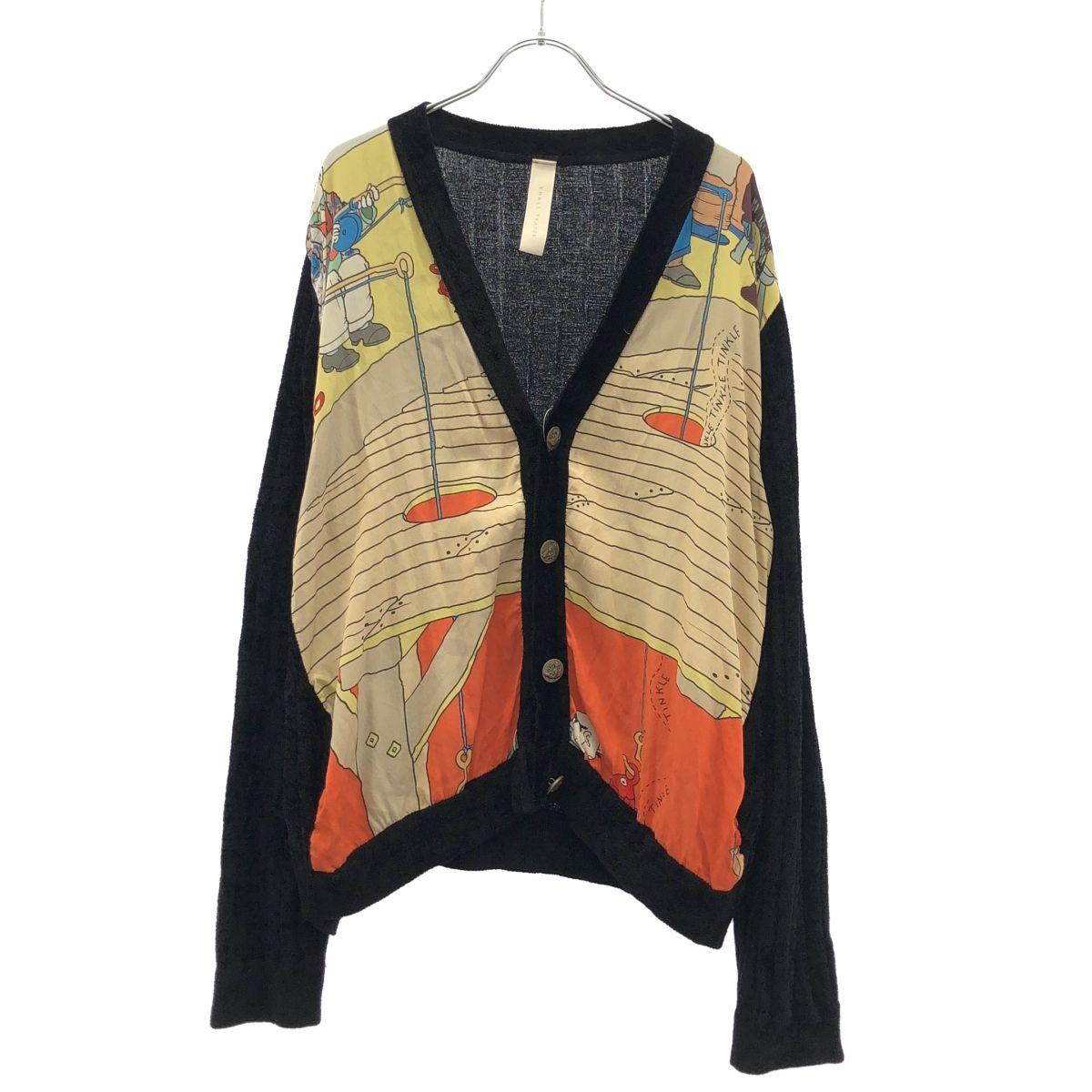 SHINYA KOZUKA  シンヤコズカ SCARF CARDI HEATH ROBINSON スカーフデザインカーディガン 2202SK56 ブラック S SHINYA KOZUKA シンヤコズカ SCARF CARDI HEATH ROBINSON スカーフ