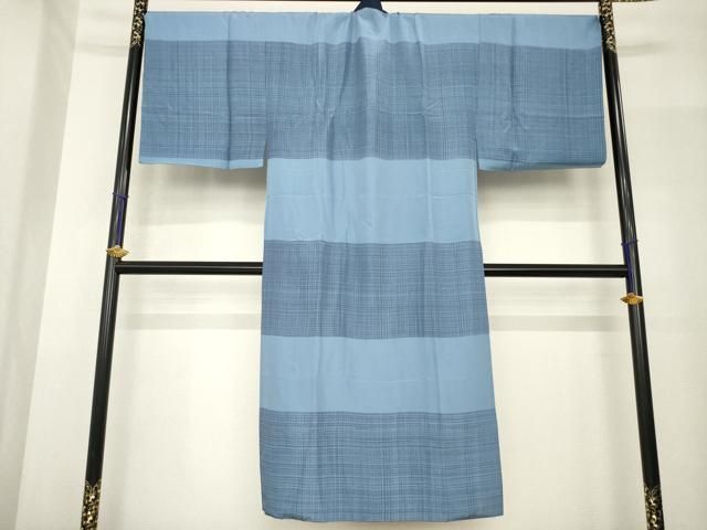 平和屋着物●男性　長襦袢　袷　横段格子文　正絹　逸品　AABF9624ck