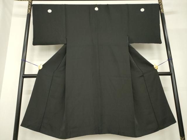 平和屋着物●男性　黒紋付　正絹　逸品　AABF9625ck