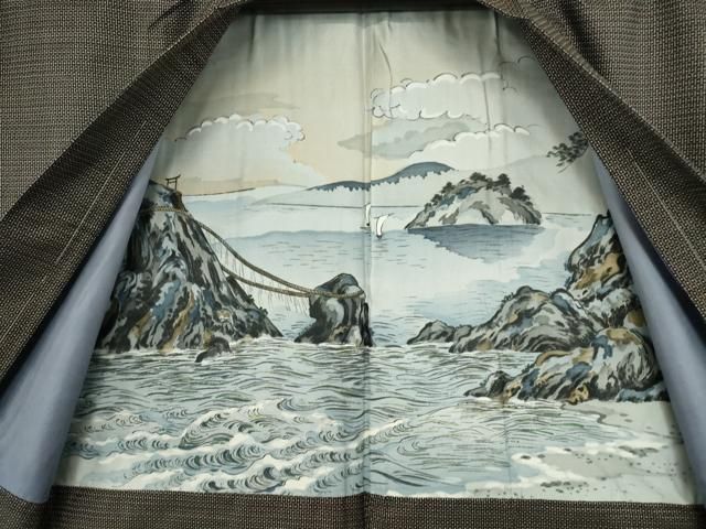 平和屋着物●男性　本場縞大島紬　アンサンブル　長羽織　100亀甲　総詰め　正絹　逸品　未使用　DABA4835az 平和屋着物○男性 本場縞大島紬 アンサンブル 長羽織 100亀甲 総詰め