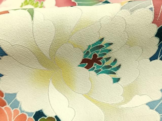 平和屋着物●豪華振袖　友禅　枝花文　暈し染め　正絹　逸品　AABG4412fy 平和屋着物○豪華振袖 友禅 枝花文 暈し染め 正絹 逸品 AABG4412fy