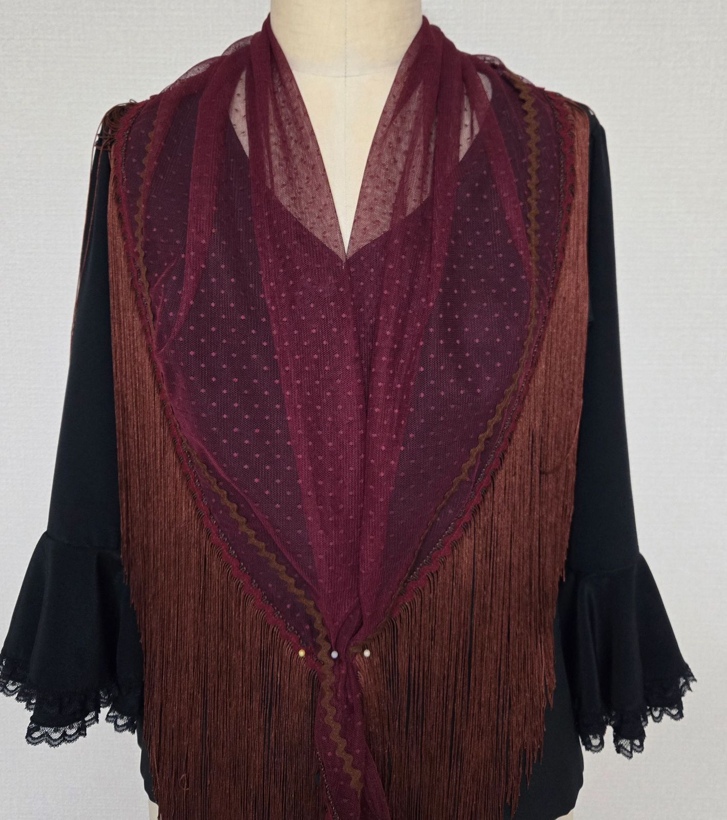 新品]レースシージョ ボルドー フラメンコ衣装 フラメンコ シージョ