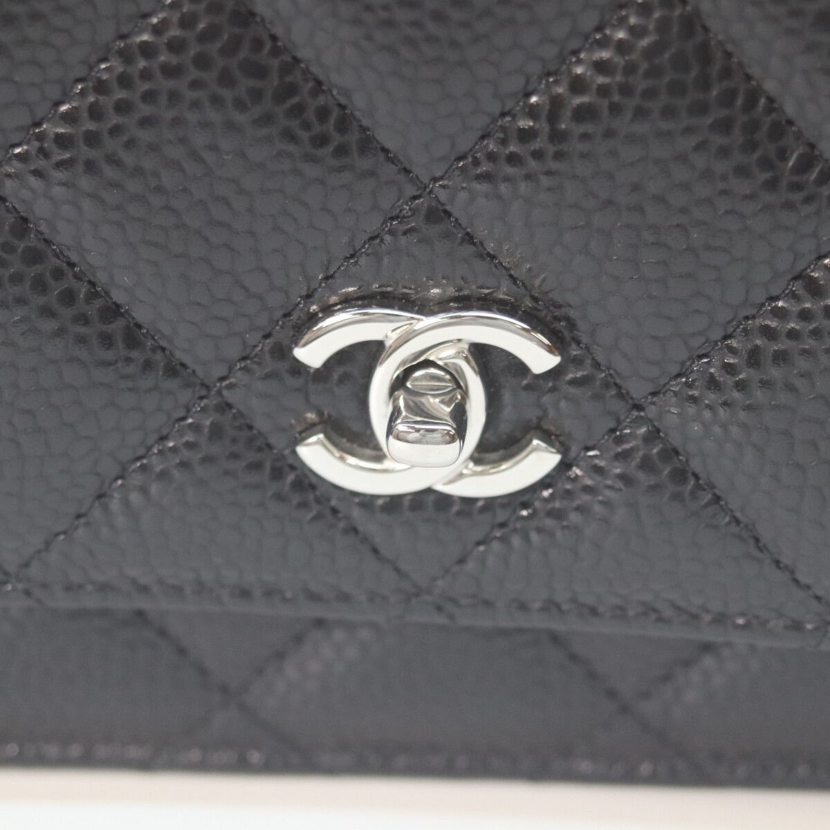CHANEL シャネル AP4241 ﾌﾞﾗｯｸ ｷｬﾋﾞｱｽｷﾝ ｼﾙﾊﾞｰ金具 ﾀｲﾑﾚｽｸﾗｼｯｸ ﾁｪｰﾝ 