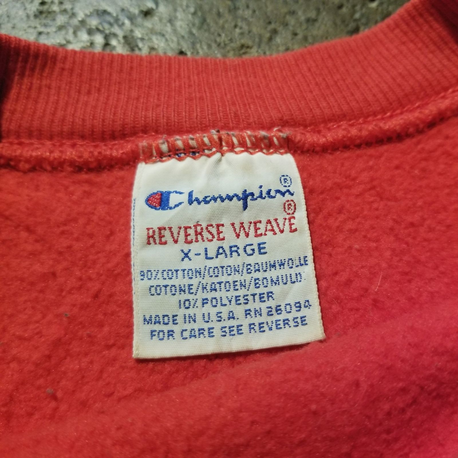 Champion 90s REVERSE WEAVE 青目 スウェット XL 赤 USA製 刺繍タグ 