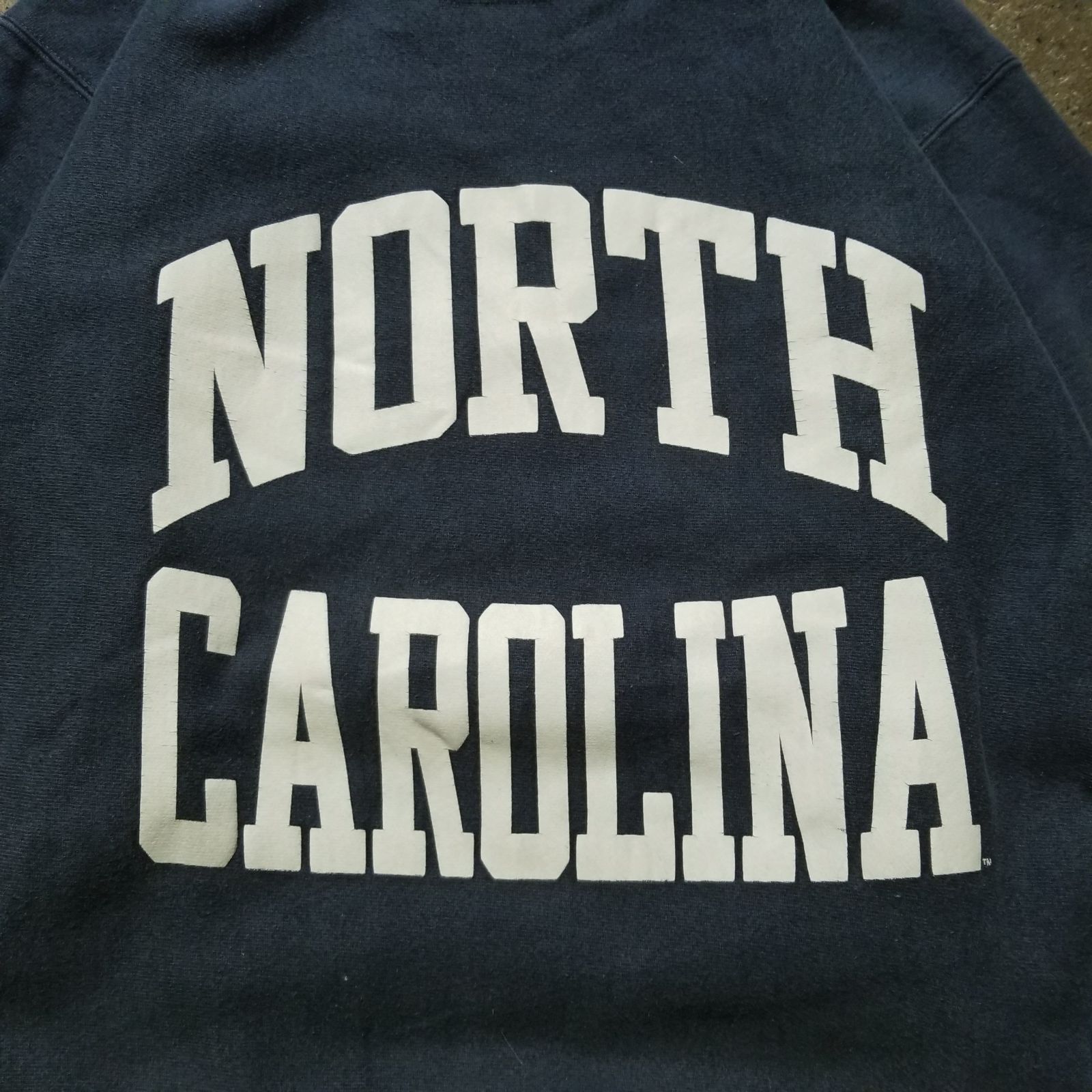 Champion 90s REVERSE WEAVE NORTH CAROLINA 2段プリント スウェット