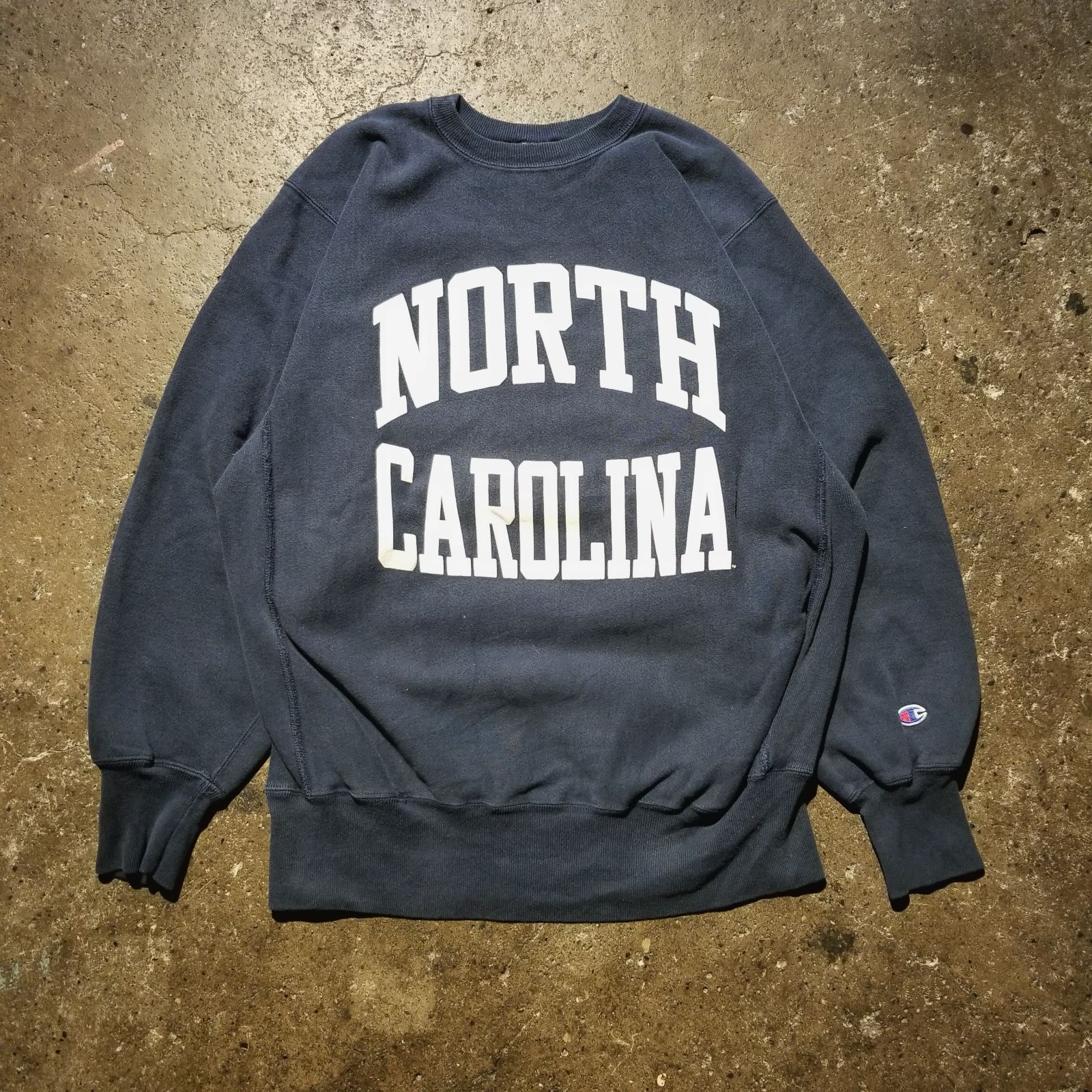 Champion 90s REVERSE WEAVE NORTH CAROLINA 2段プリント スウェット