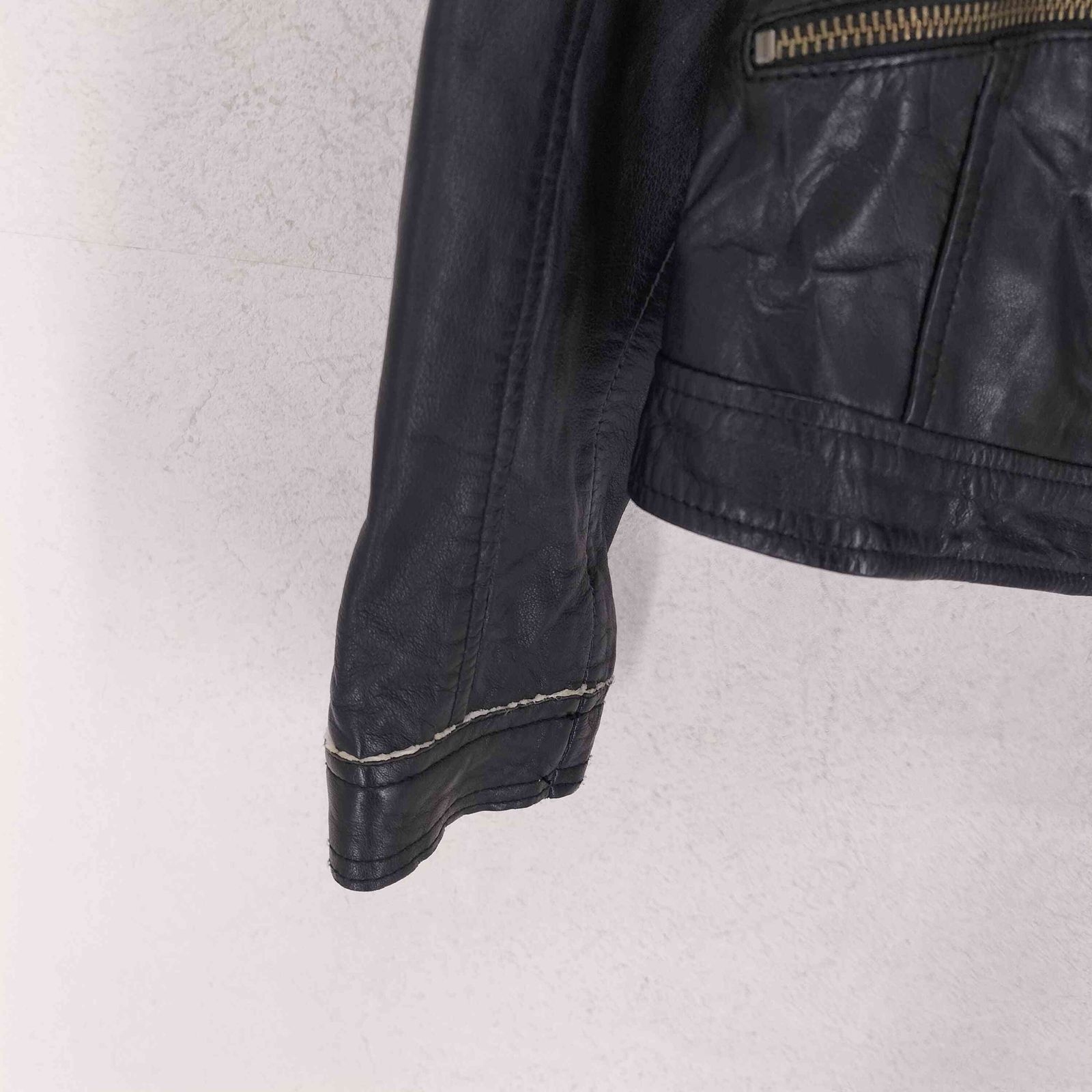 ユーズドフルギ USED古着 lamb leather ニット切替ラムレザーダブル 