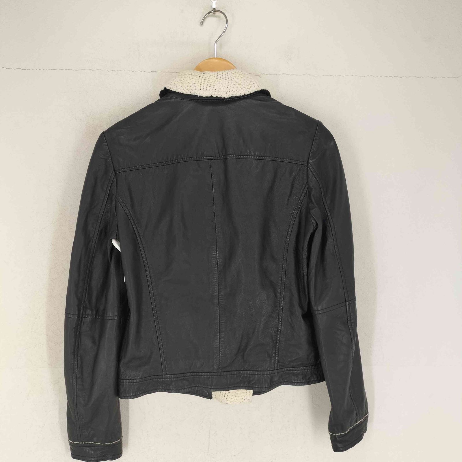 ユーズドフルギ USED古着 lamb leather ニット切替ラムレザーダブル 
