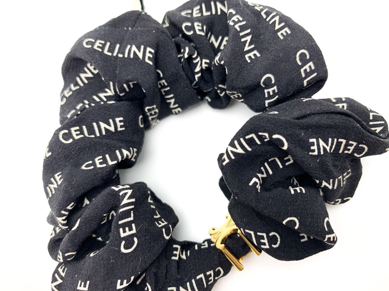セリーヌ レイユール　シュシュ　トリオンフロゴ　ヘアアクセサリー　シルク CELINE セリーヌ CELINE レイユール シュシュ トリオンフチャーム
