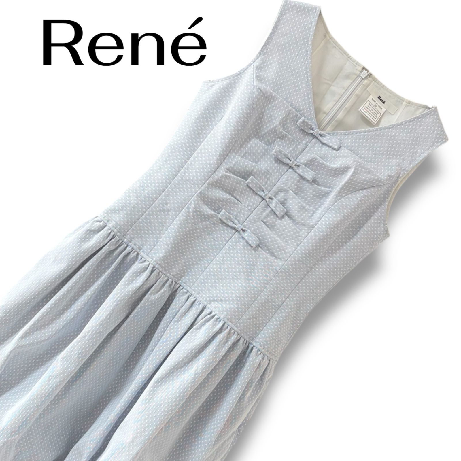 Ren<!-利用不可文字-!> ルネ ライトブルー ワンピース ノースリーブ 