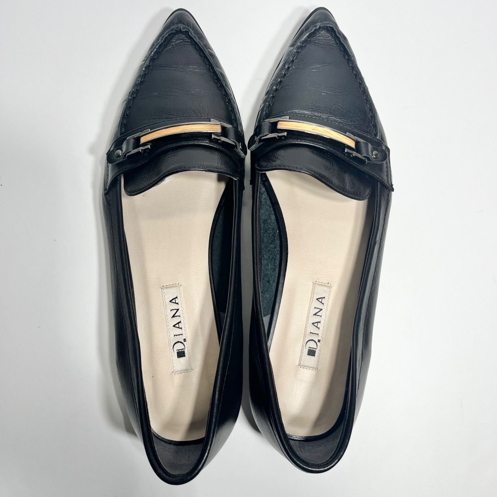 極美品】 DIANA ダイアナ 本革 ビットローファー ポインテッドトゥ 