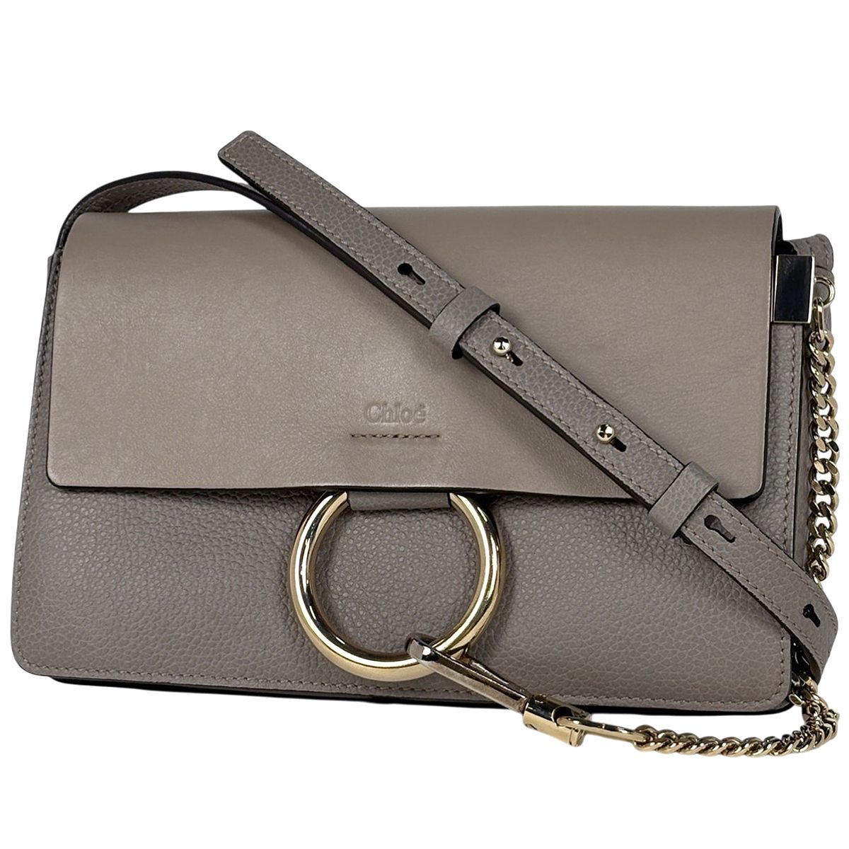 クロエ Chloe フェイ ショルダーバッグ ロゴ レザー グレージュ
