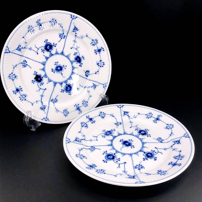   ブルーフルーテッド皿 2枚セット 美品】Royal Copenhagen ロイヤルコペンハーゲン／ブルーフルーテッド