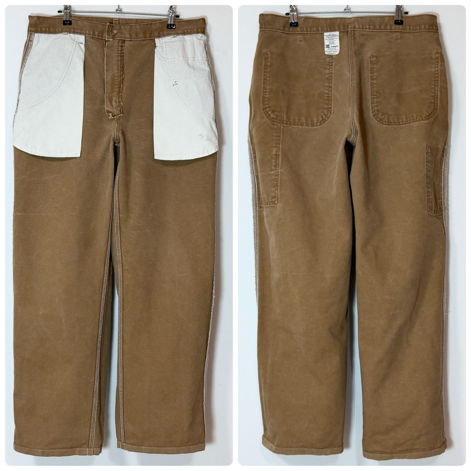 カーハート ダックパンツ ダンガリーフィット ブラウン ワイド ペインター US 良サイズ 00s USA製 Carhartt カーハート ヘビーダック シングルニー
