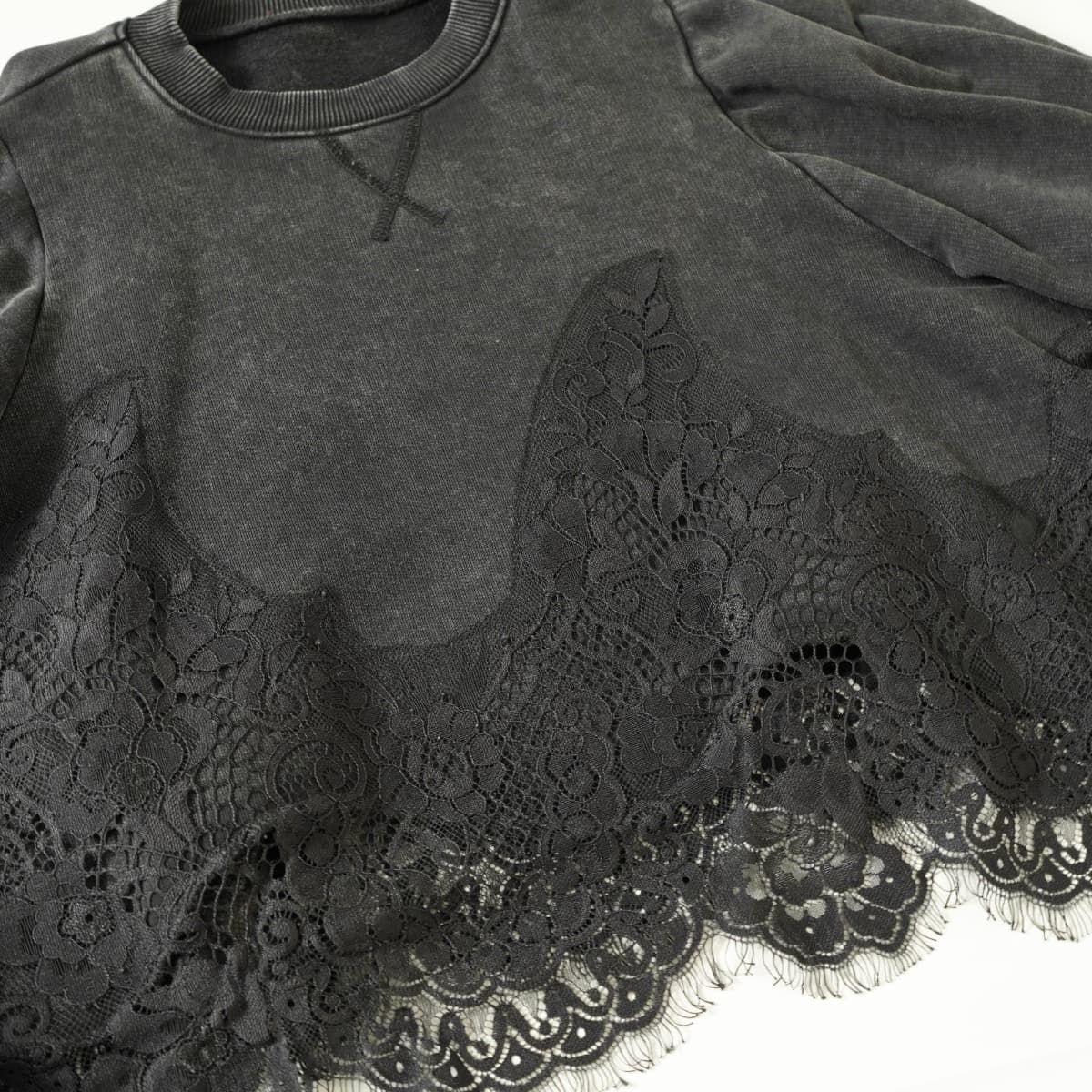 AMERI アメリ CHEMICAL OVERDYE LACE SWEAT TOP ケミカル オーバーダイ