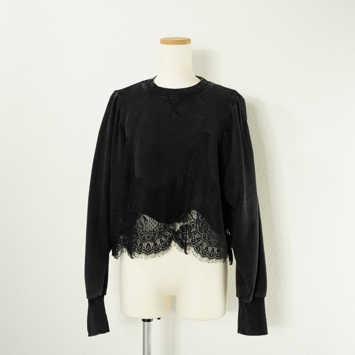 AMERI アメリ CHEMICAL OVERDYE LACE SWEAT TOP ケミカル オーバーダイ