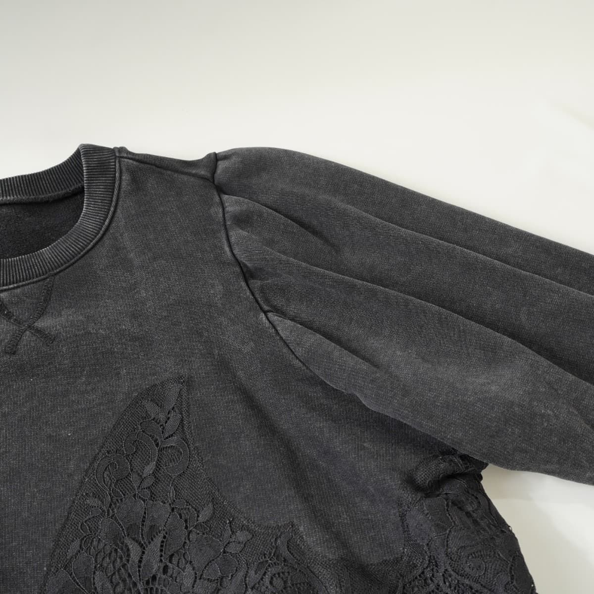 AMERI アメリ CHEMICAL OVERDYE LACE SWEAT TOP ケミカル オーバーダイ