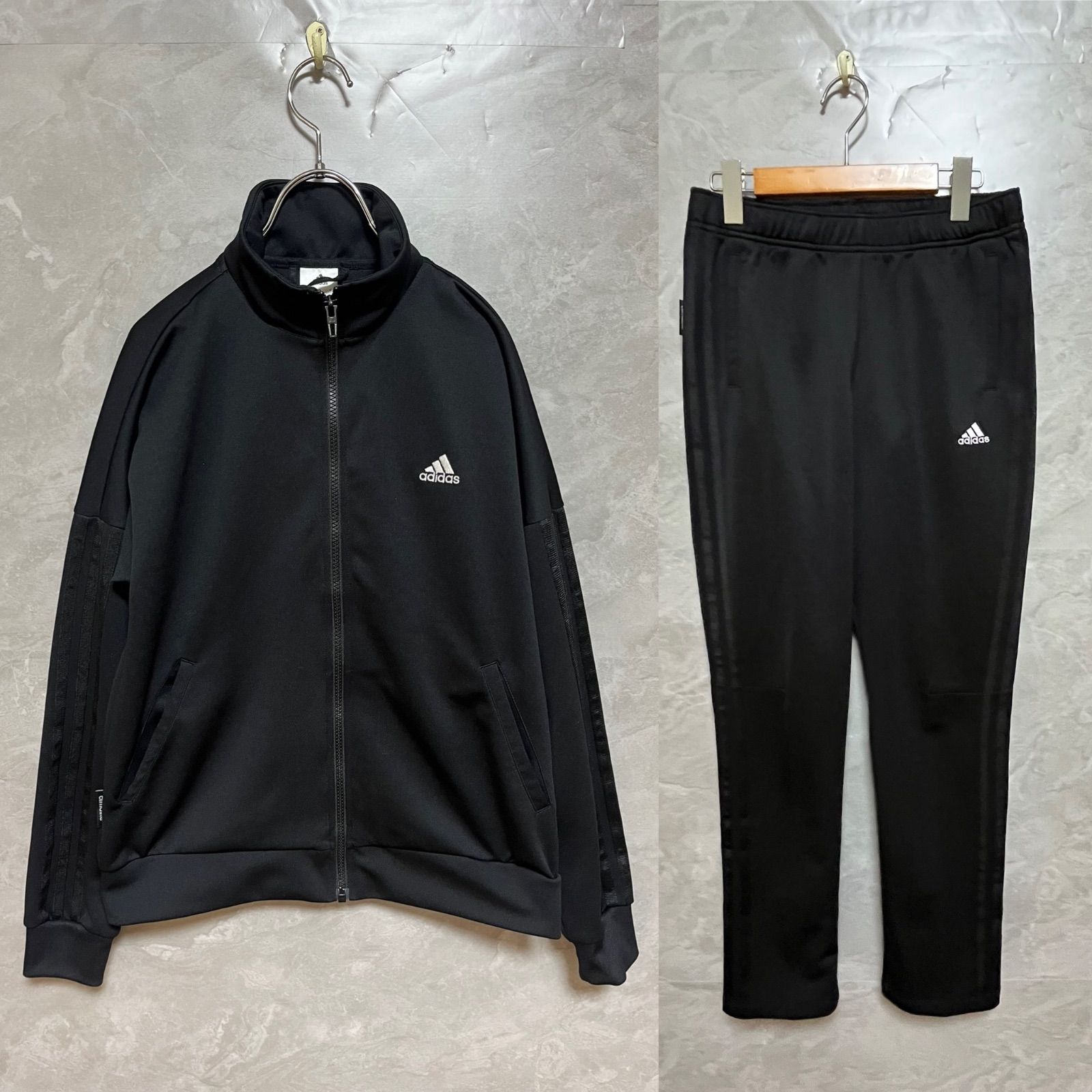 adidas アディダス スリーストライプス ジャージ 上下 セットアップ 黒