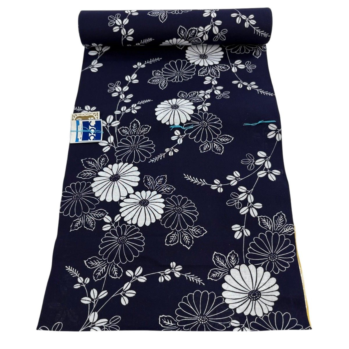 反物 優品 浴衣 千代染ゆかた 色紙 菊 濃紺 綿 【】 【公式通販】
