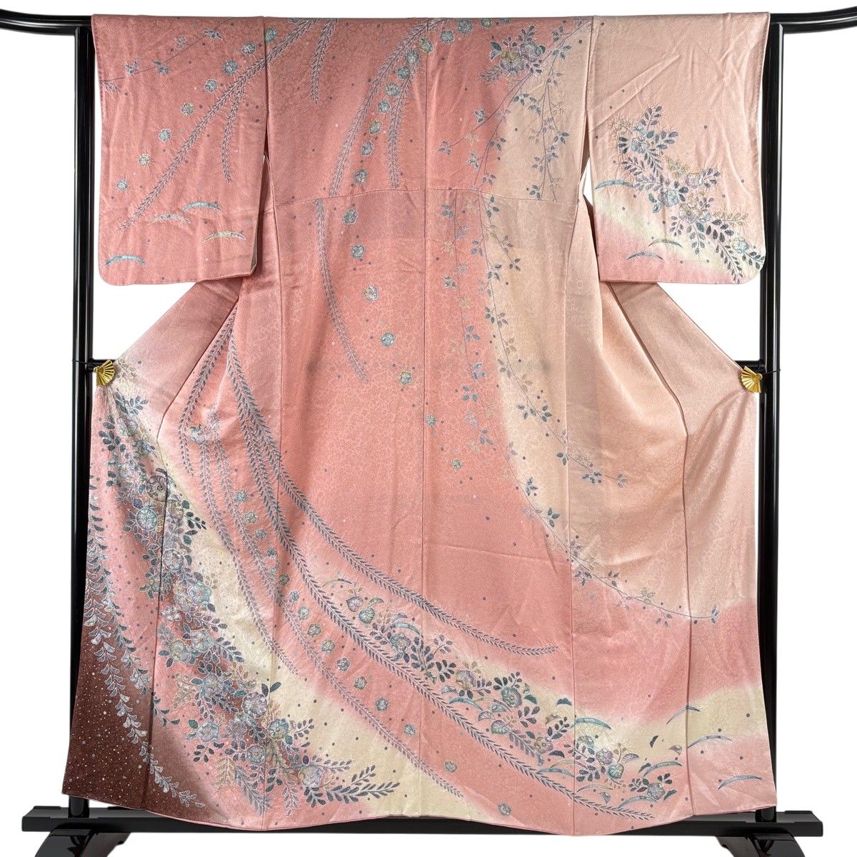 訪問着 身丈163.5cm 裄丈67cm M 袷 辻ヶ花柄 唐草 金糸
