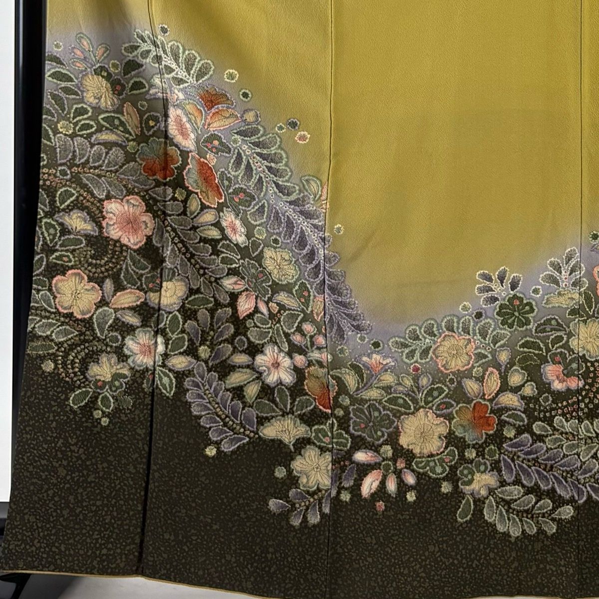 訪問着 身丈166cm 裄丈69cm L 袷 落款 辻が花 ぼかし 抹茶色 正絹 名品