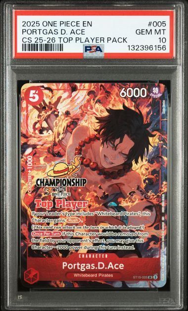 PSA10】ポートガス・D・エース(SR){赤}〈ST15-005〉 (TopPlayer/英語版