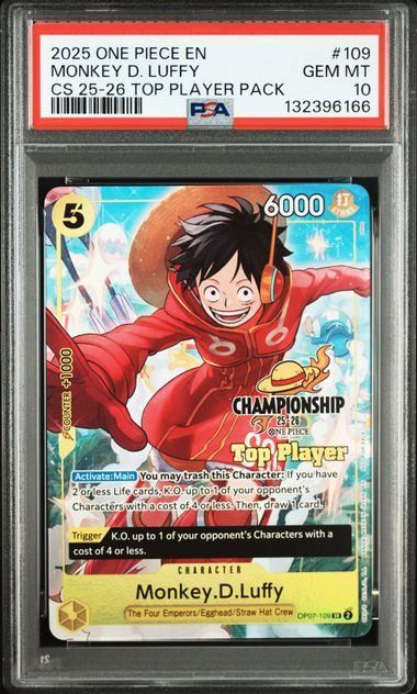 PSA10】モンキー・D・ルフィ(SR){黄}〈OP07-109〉 (TopPlayer/英語版