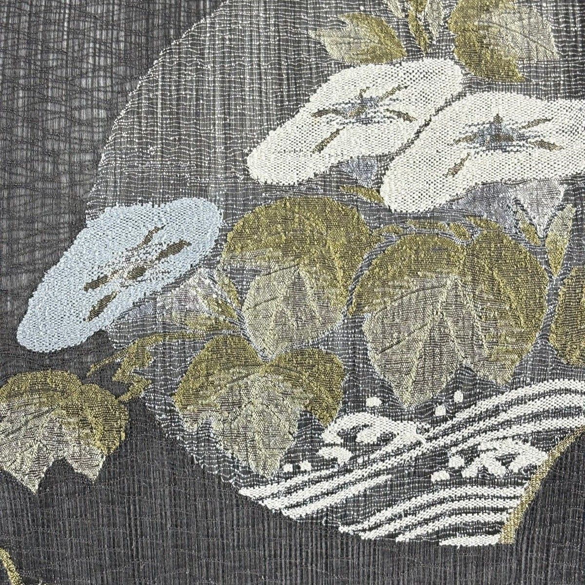袋帯 秀品 夏帯 草花 波頭 金糸 灰緑 お太鼓柄 正絹 【中古】 - メルカリ