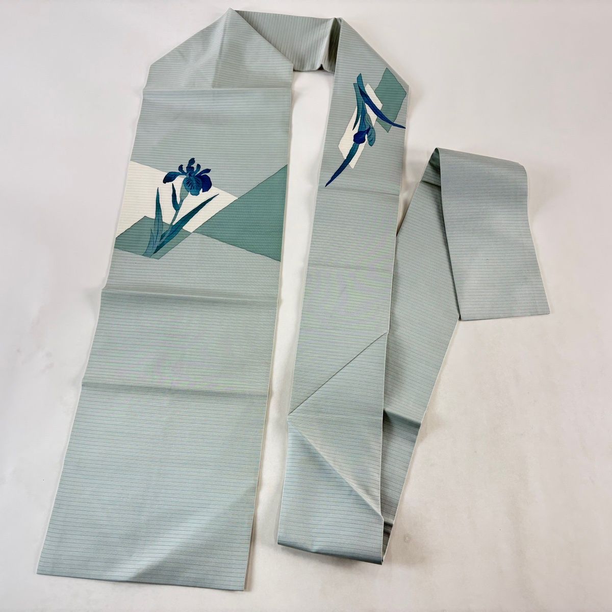 美品】 名古屋帯 秀品 落款 夏帯 絽 菖蒲 水色 正絹 【中古】 - メルカリ
