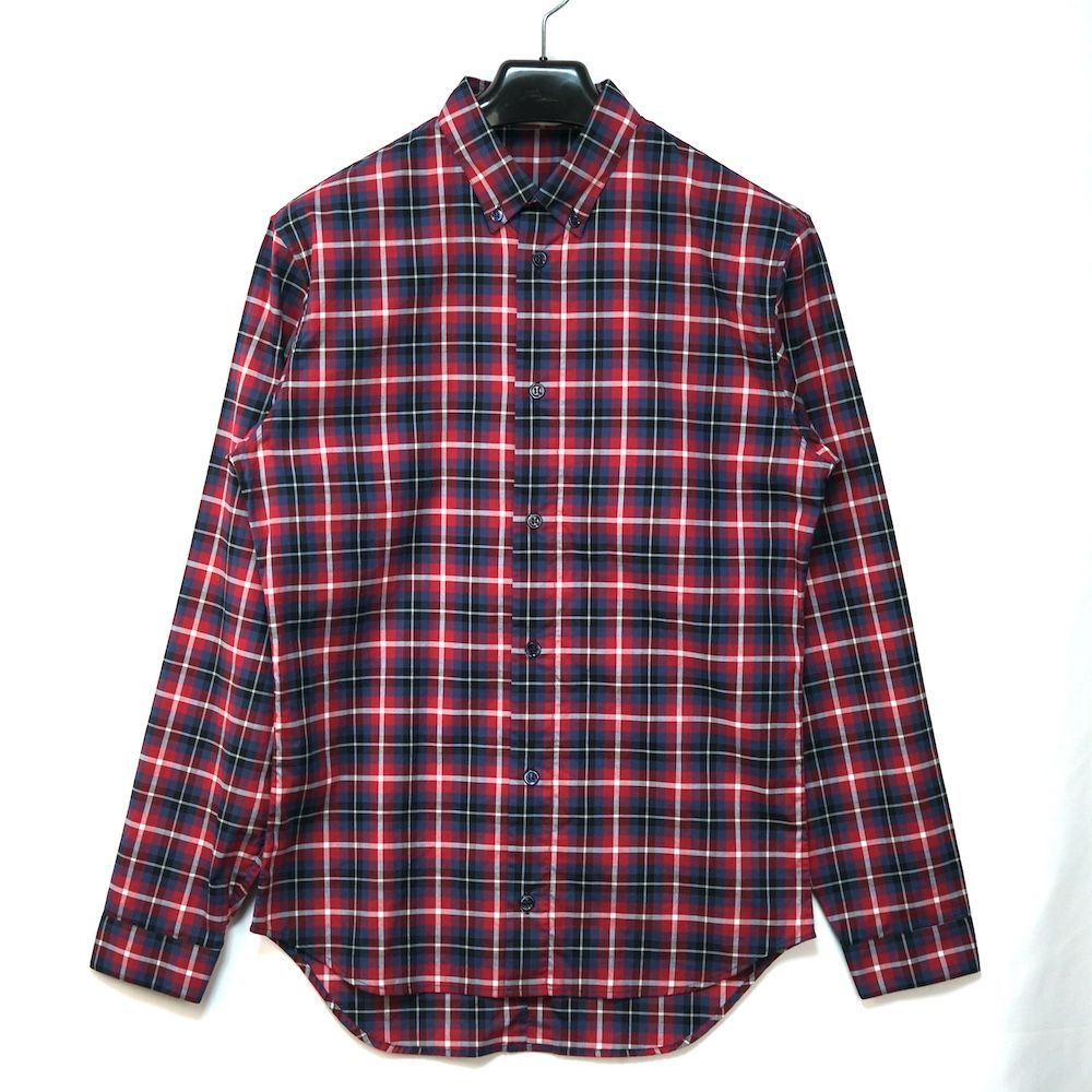 Dior homme チェックシャツ 37 DIOR HOMME ディオールオム チェック コットン ドレス シャツ ロング