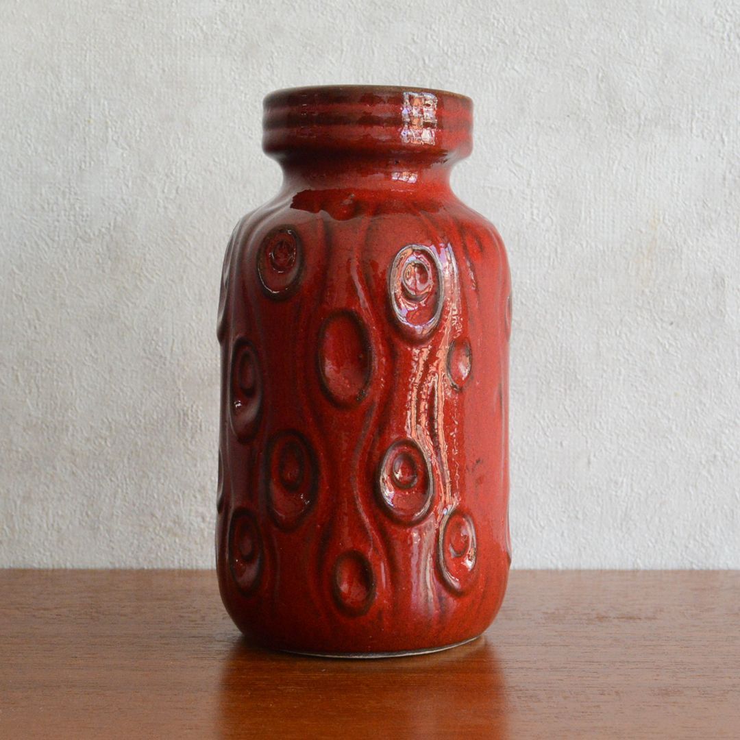 GermanCeramics FAT LAVA ドイツ ヴィンテージ Red 花瓶 フラワー
