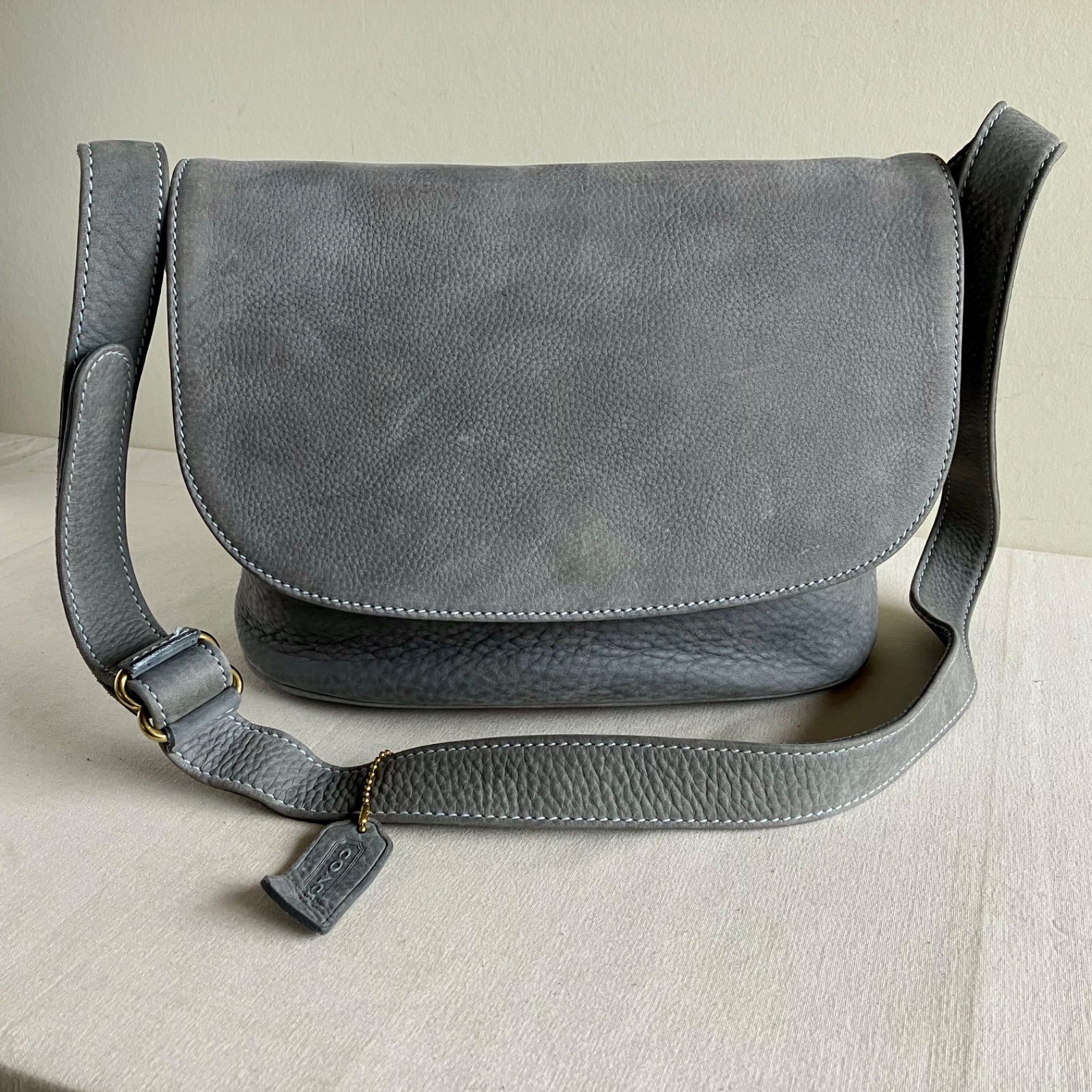 Rare Vintage Coach Sonoma Flap Bag Grey Nubuck Suede Leather ITALY