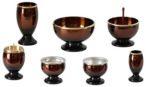 新品 仏具セット 【流星 3.0寸 仏具6点セット + 流星りん 2.3寸】真鍮製 おしゃれ おリン付 オークブラウン