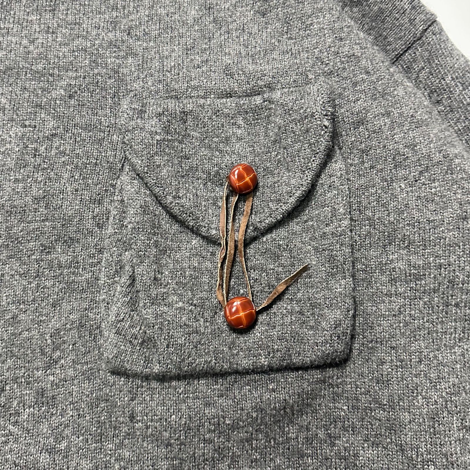 90s】【DKNY】 ロールネック 立体ポケットラムウール ニット セーター 