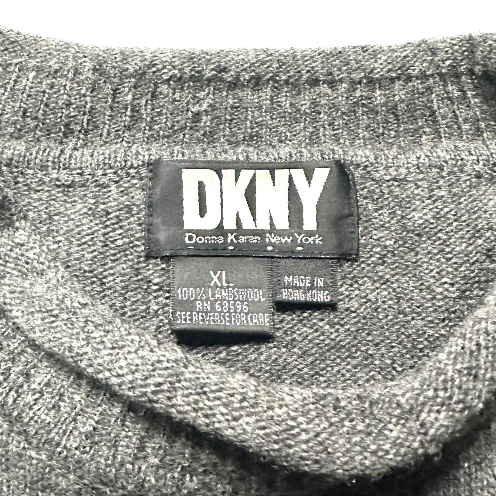 90s】【DKNY】 ロールネック 立体ポケットラムウール ニット セーター 