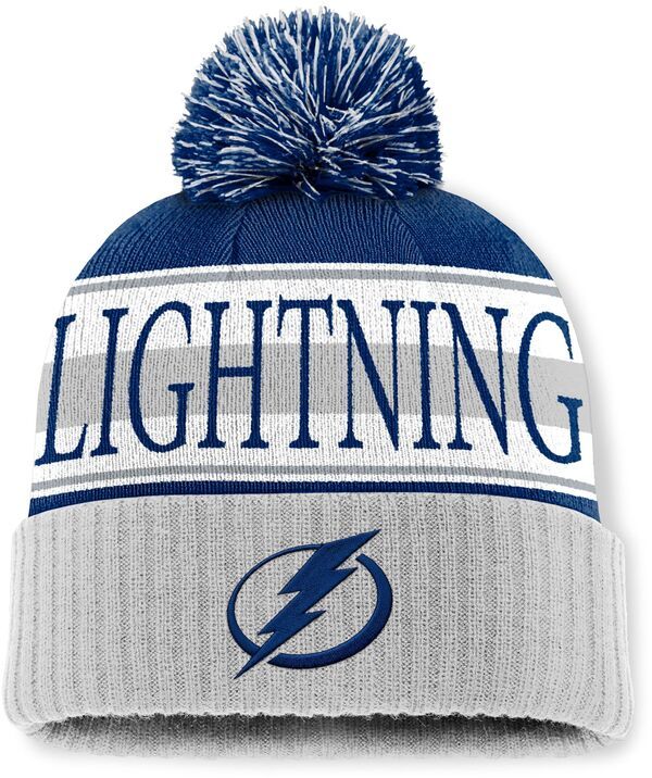 【送料無料】 ミッチェルネス メンズ 帽子 ニットキャップ アクセサリー Mitchell Ness Mens Tampa Bay Lightning Navy and Grey Classic Pom Knit Beanie NoColor