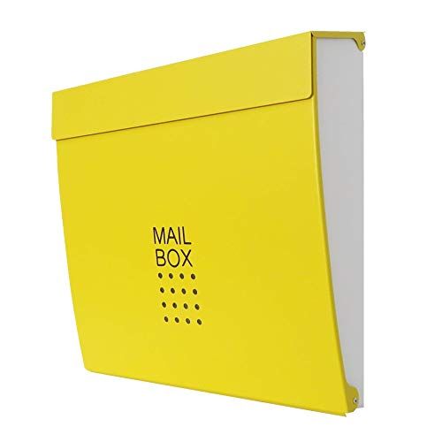 新品 郵便ポスト郵便受け北欧風大型メールボックス 壁掛け鍵付きマグネット付黄色ポスト新pm174