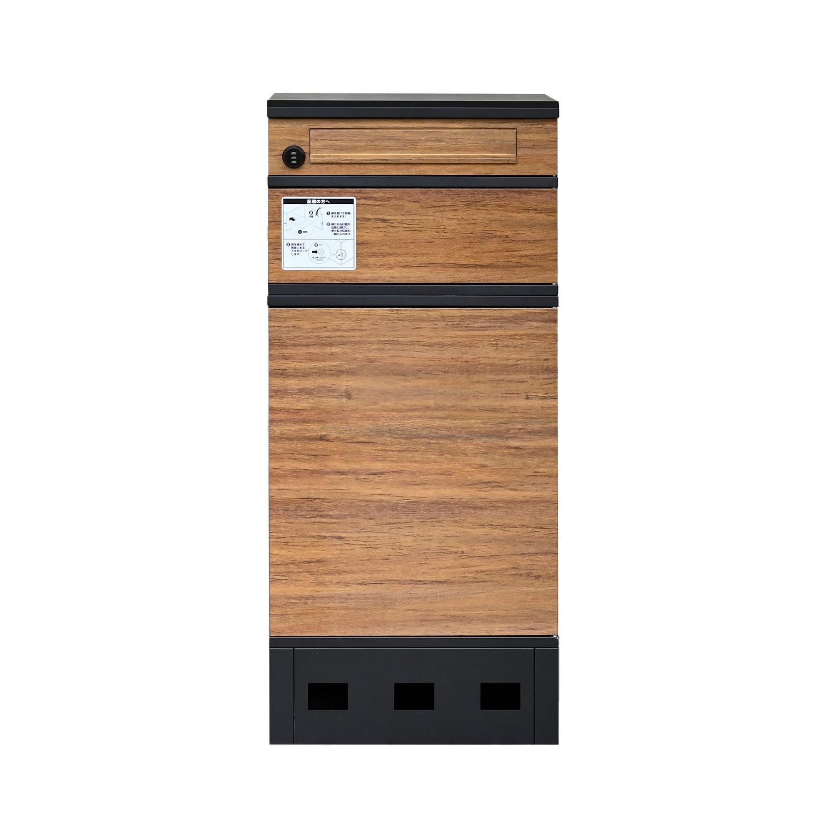 新品 ガーデンマスター(Gardenmaster) 宅配ボックス ポスト 一体型 ネコポス対応 大容量 盗難防止用ワイヤー・南京錠付き ワンプッシュロック 鍵付き 防水 簡単設置 盗難防止 屋外 戸建て 置き配 宅配BOX 郵便ポスト 置き型 MTB-3 木目