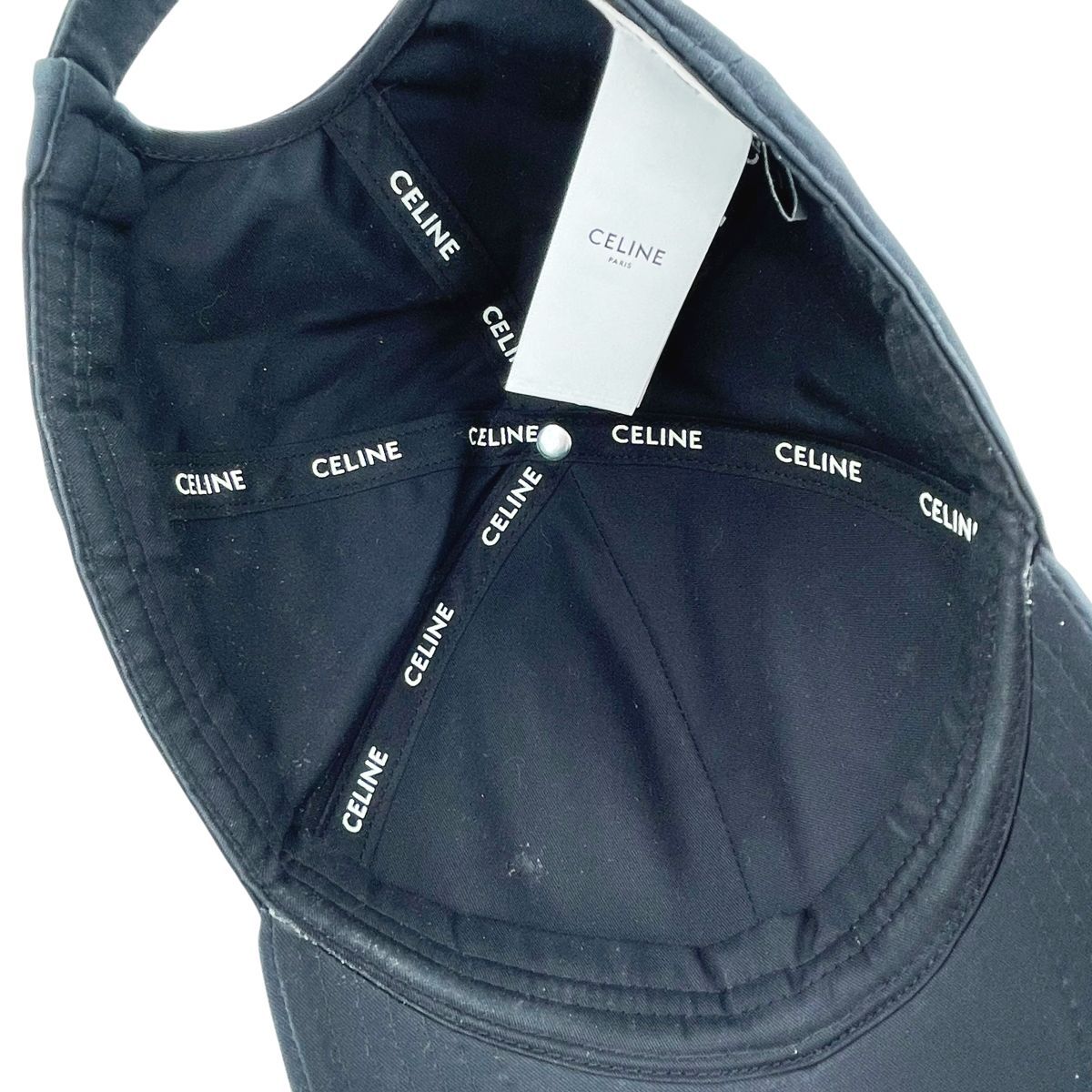 中古】 CELINE セリーヌ イニシャル ベースボールキャップ ブラック 黒