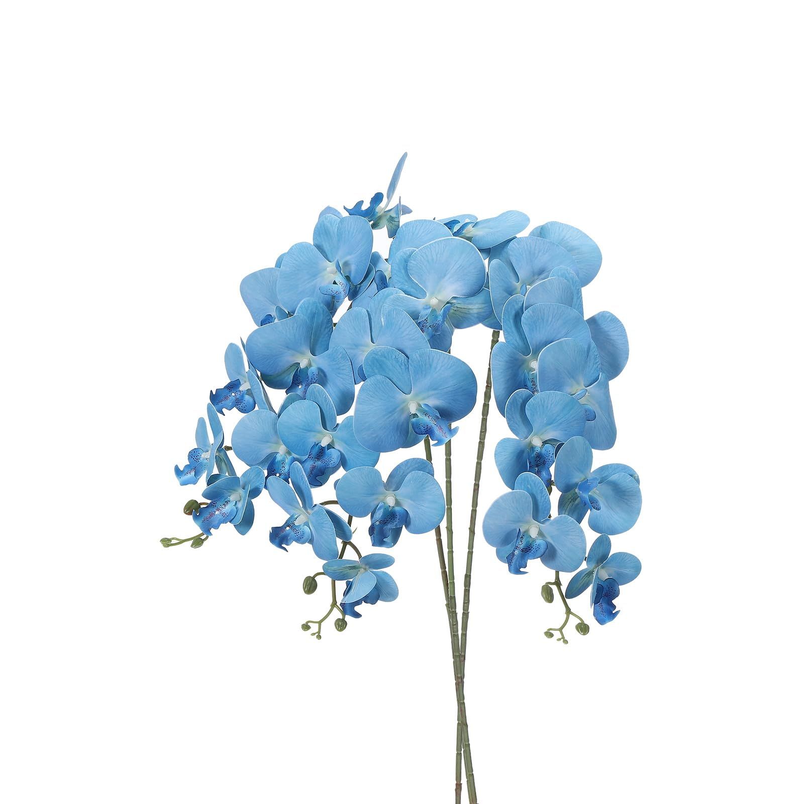 新品 PATIKIL 造花 部屋 インテリア 胡蝶蘭 花束 105cm 3本入り リアルタッチ フェイクフラワー 屋内 花瓶 ホーム 結婚日 記念日 デコレーション用 スカイブルー
