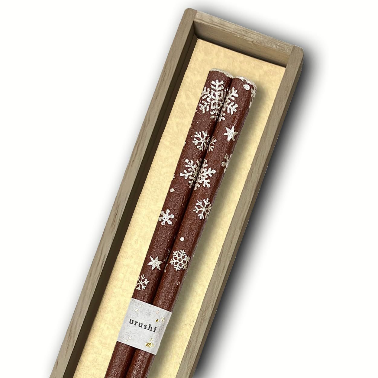 新品 橋本幸作漆器店 雪の花 輪島うるし箸 乾漆仕上げ 桐箱入り 22.5cm 日本製 天然漆 高級 職人技 滑りにくい ギフト プレゼント (茶)