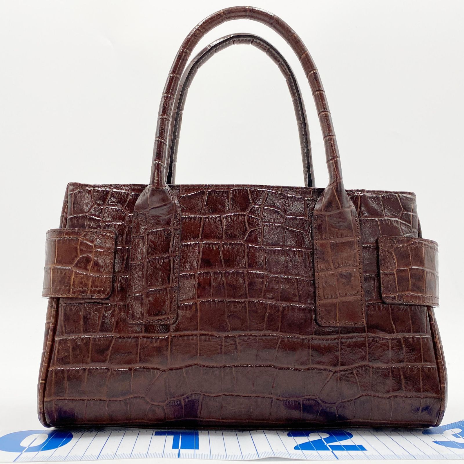 美品 4℃ ヨンドシー ハンドバッグ ブラウン系 縦×横×マチ＝19×30×12cm 