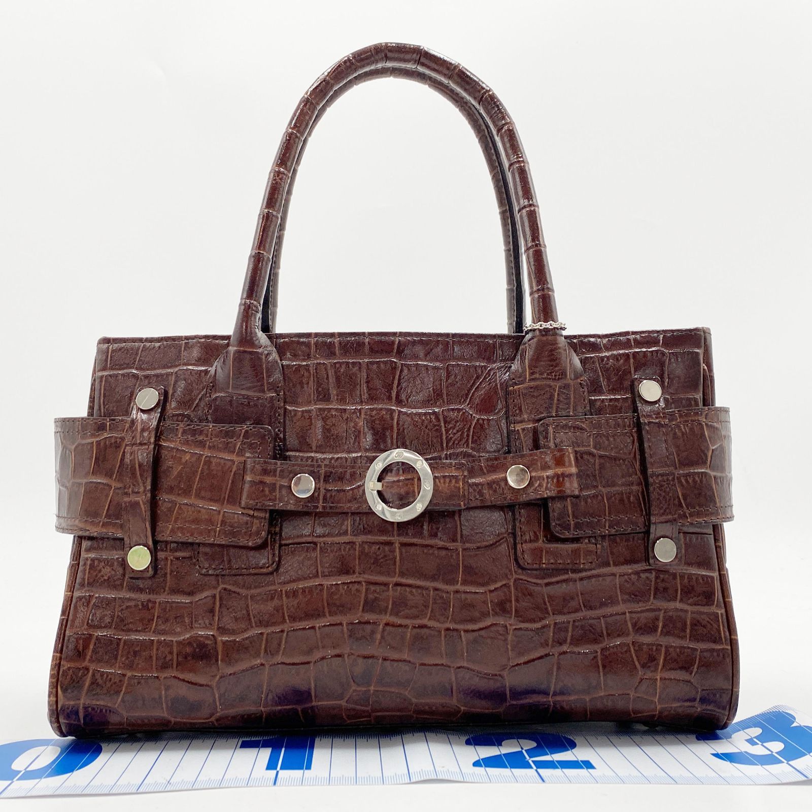 美品 4℃ ヨンドシー ハンドバッグ ブラウン系 縦×横×マチ＝19×30×12cm 