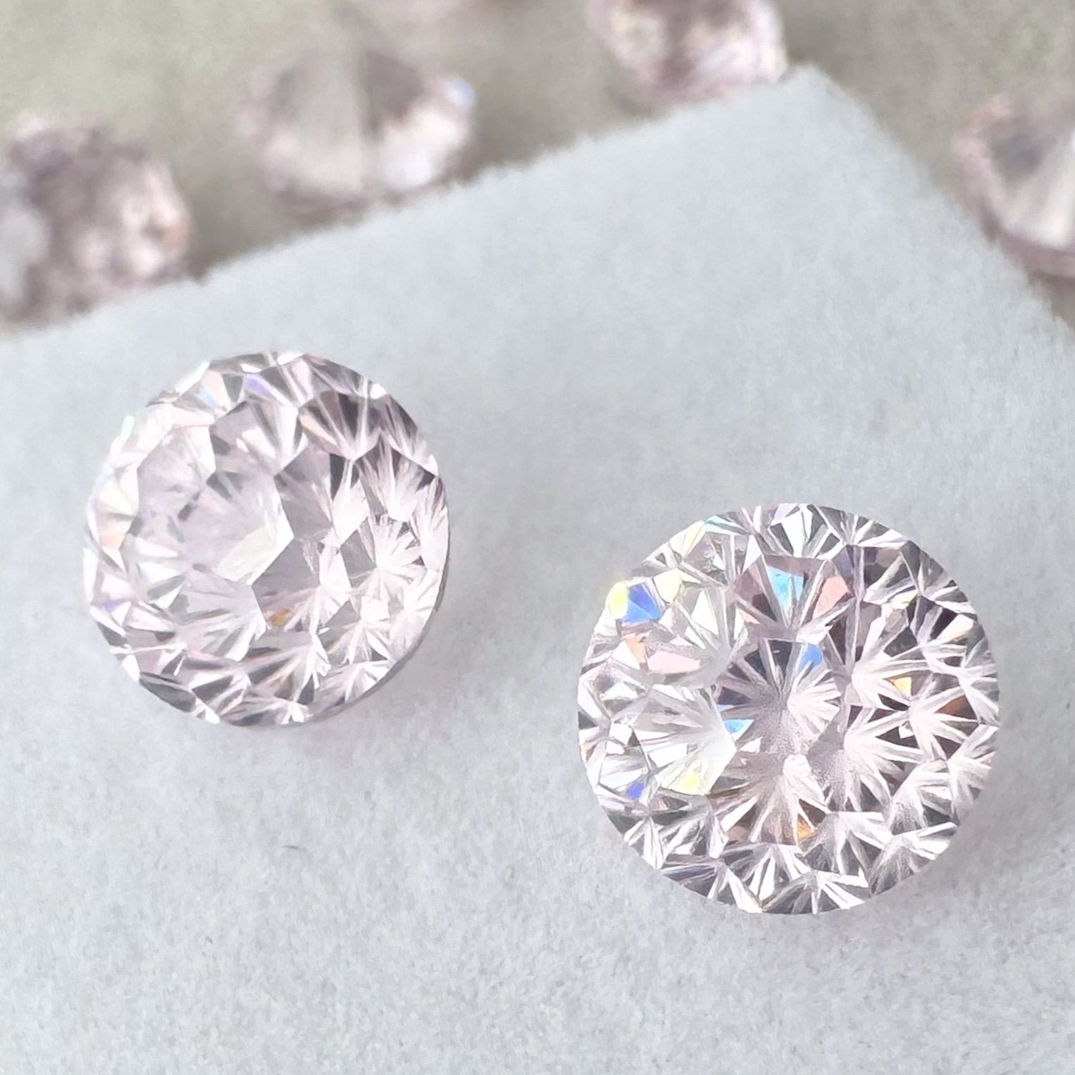 6mm ペア】高品質 花火カット ジルコニア ルース｜ピンク系 No.3 薄桜 