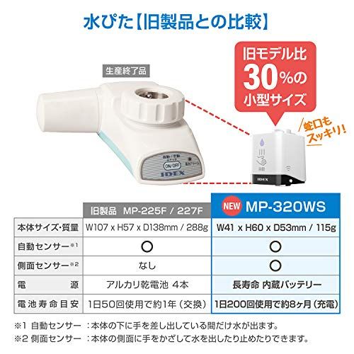 キッチン収納 新品 IDEX アイデックス 自動水栓 タッチレス水栓 キッチン 洗面所 蛇口 自動止水 節水 一般蛇口 泡沫水栓 後付け 工事不要 簡単取付 感染対策 止め忘れ防止 mizupita(水ぴた) MP-320WS