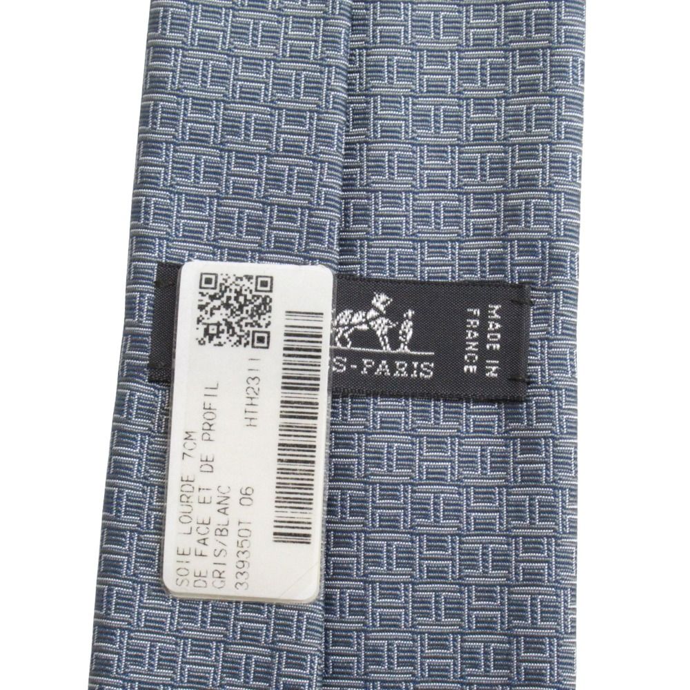未使用 HERMES エルメス ドゥ・ファス・エ・ドゥ・プロフィル ネクタイ レギュラータイ Hロゴ シルク H339350T グリ/ブラン メンズ 古着 中古 USED メルカリ