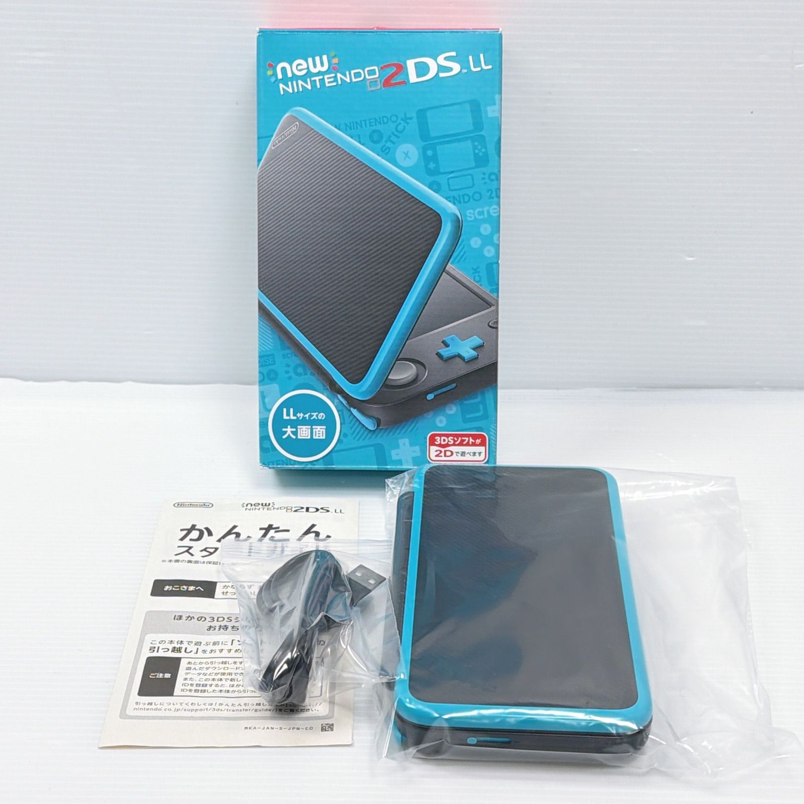 美品 new ニンテンドー 2DSLL ブラックターコイズ 遊べるセット 動作