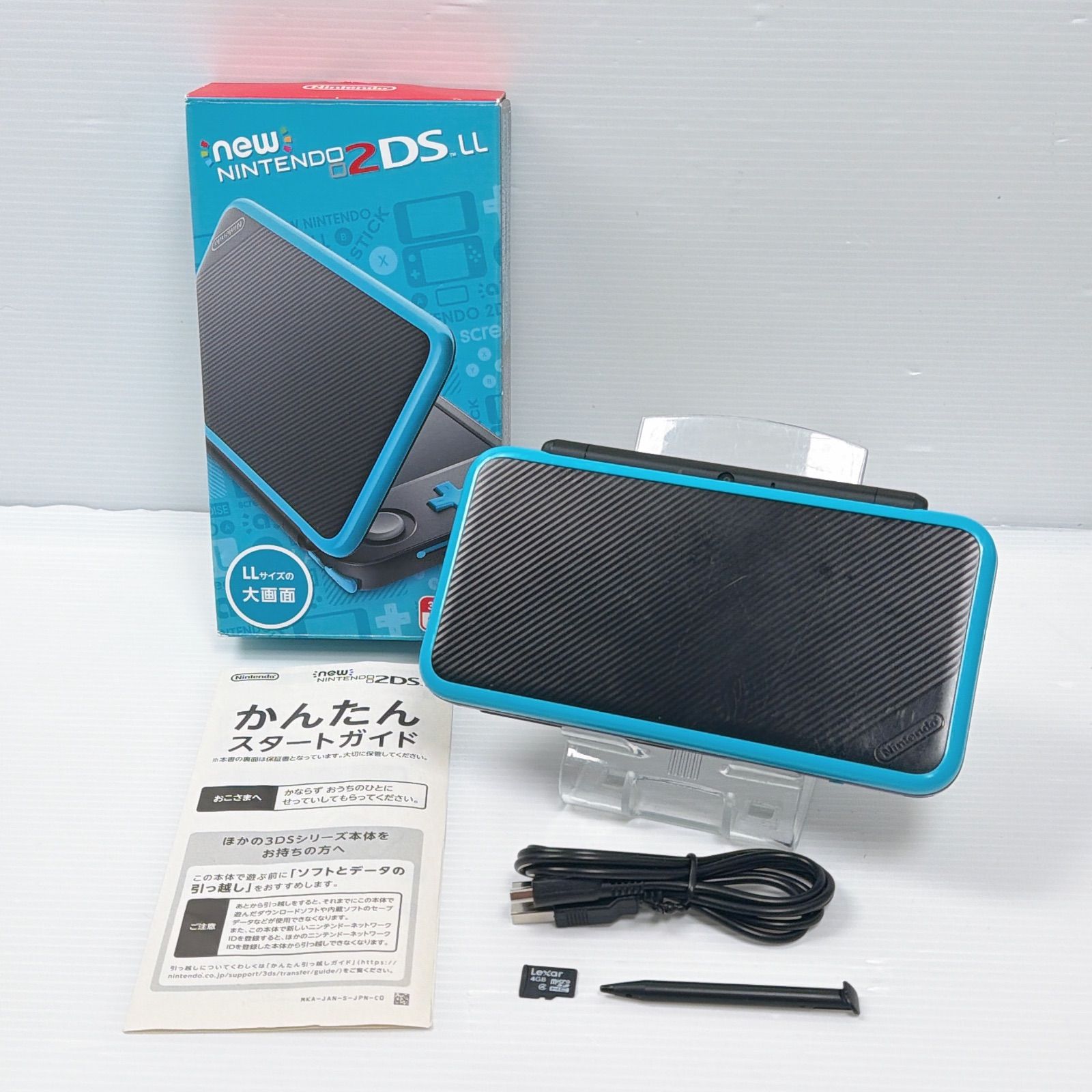 美品 new ニンテンドー 2DSLL ブラックターコイズ 遊べるセット 動作 